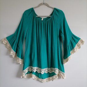 2tee Couture Women's Green Blouse Size See Measurements